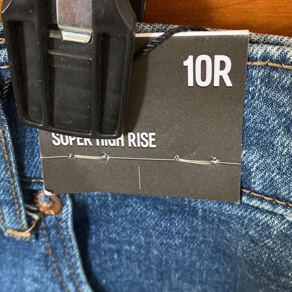 Express Super High Waisted Button Front Denim Midi Skirt - Picture 3 of 5